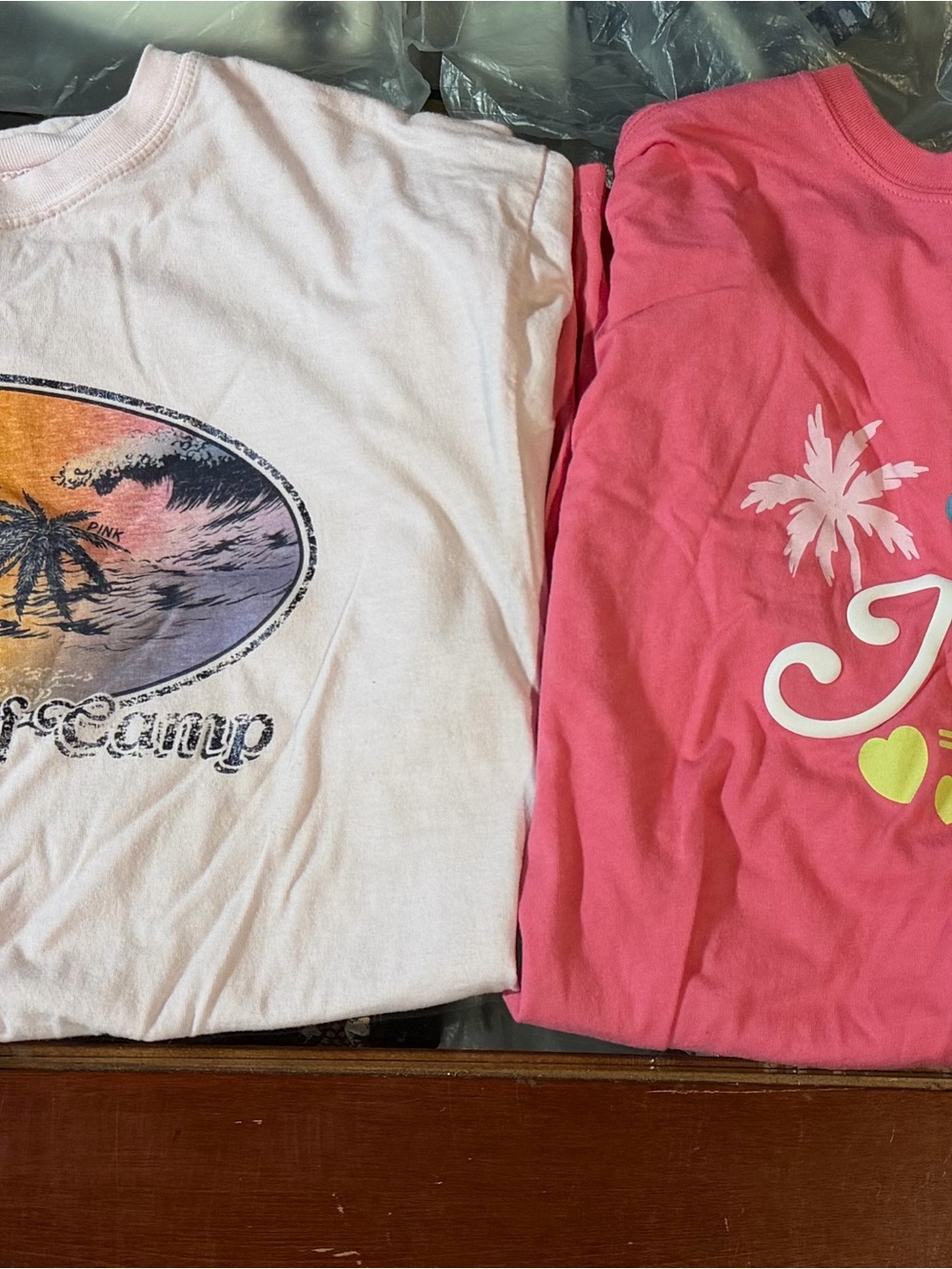 Never worn - PINK Victoria's Secret Short-Sleeve Tees in Light Pink & Hot Pink